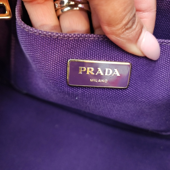 Prada Canapa Purple Cloth Bag - Picture 11 of 11
